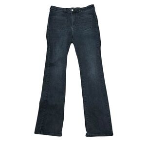 Anthropologie Pilcro black high rise boot cut jeans patch pockets size 31 tall